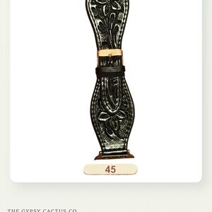 Black Tooled Leather Apple Watch Band